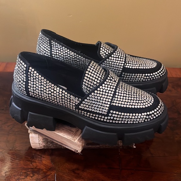 Steve Madden Trifecta Rhinestone Loafers - Picture 7 of 16
